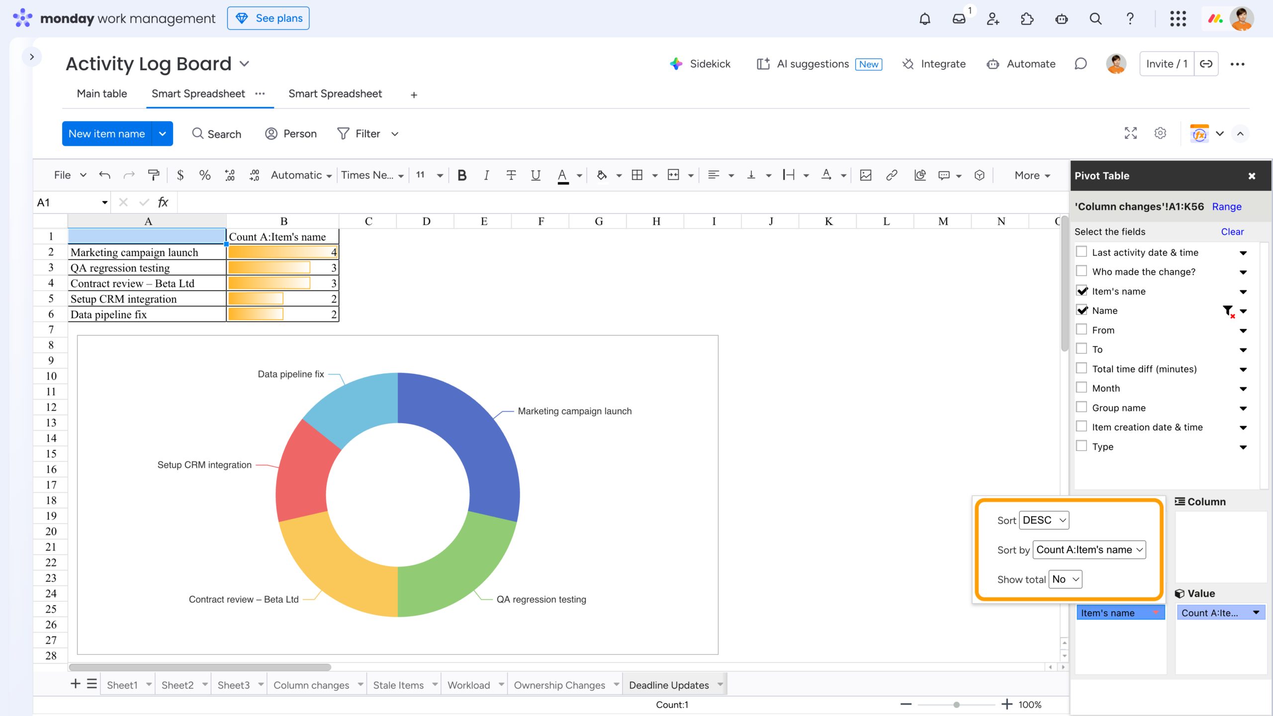 Two-Minute How-to: Auditing Team Workflows in monday.com Using the Activity Log 8 Monitor deadline updates in monday.com Excel tools
