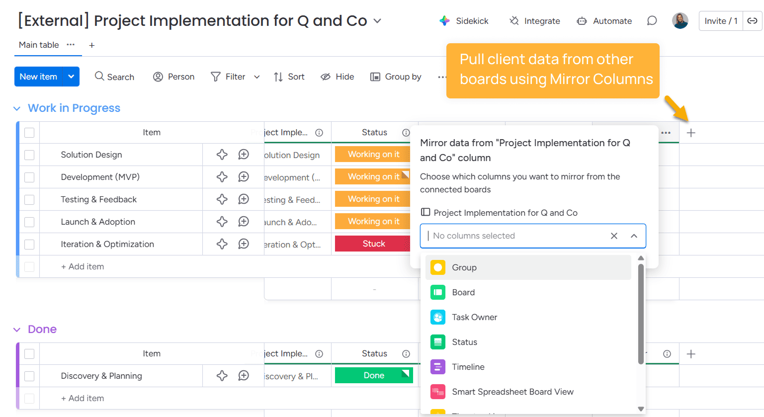 External Collaboration on monday.com: A Complete Guide 13 External communication on monday with mirror columns
