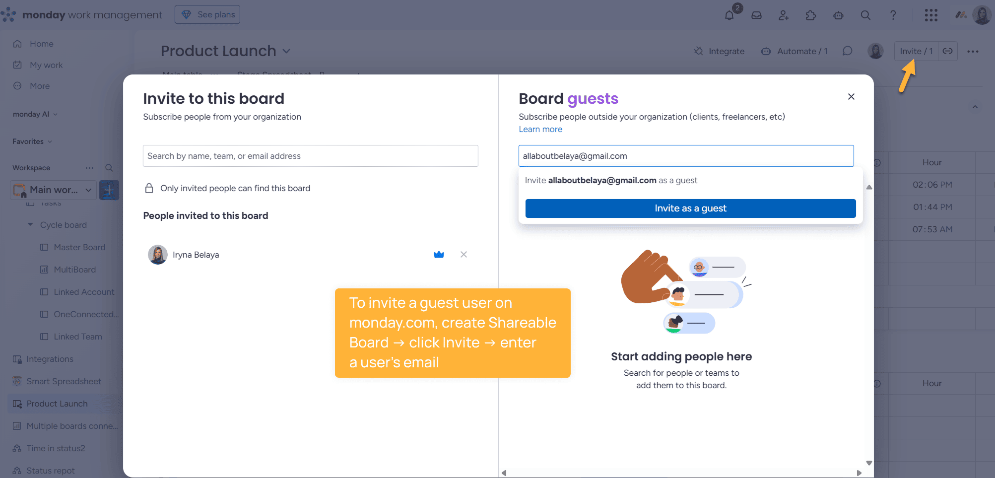 External Collaboration on monday.com: A Complete Guide 12 How to invite a Guest user on monday