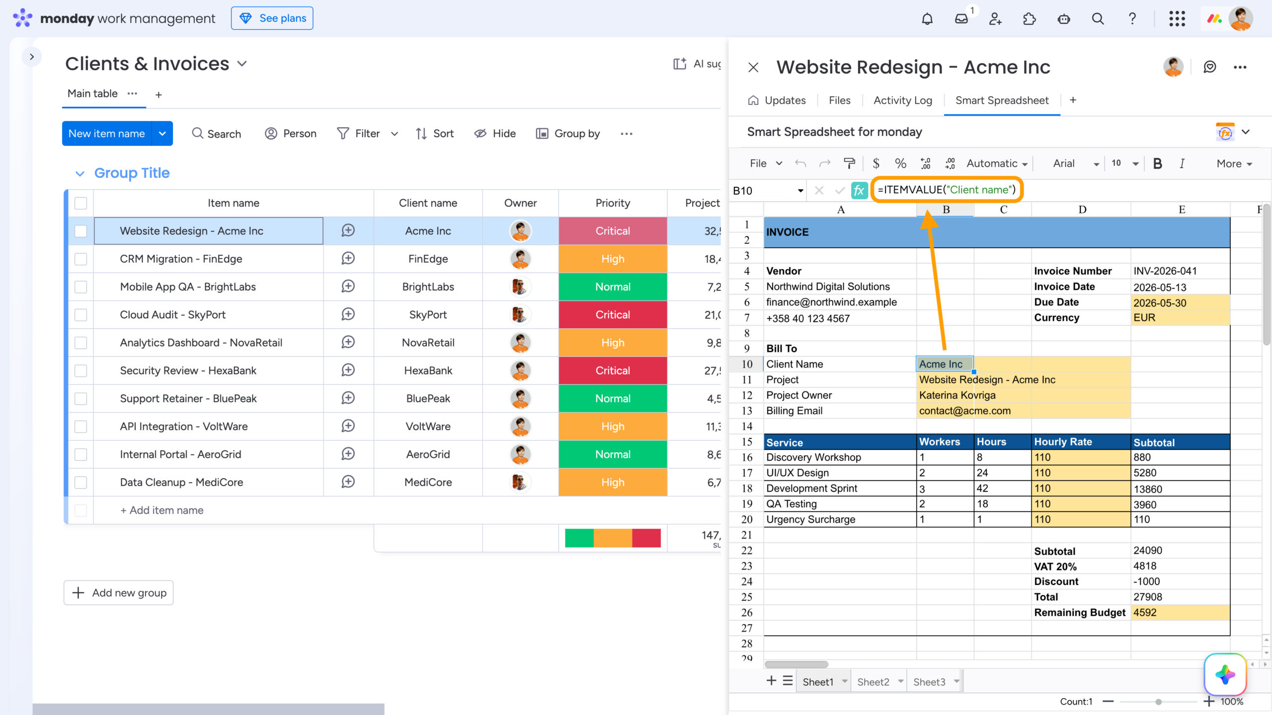 Two-Minute How-to: Creating Dynamic Templates in monday.com 6 Dynamic Template in monday.com with Smart Spreadsheet, Insurance Agency