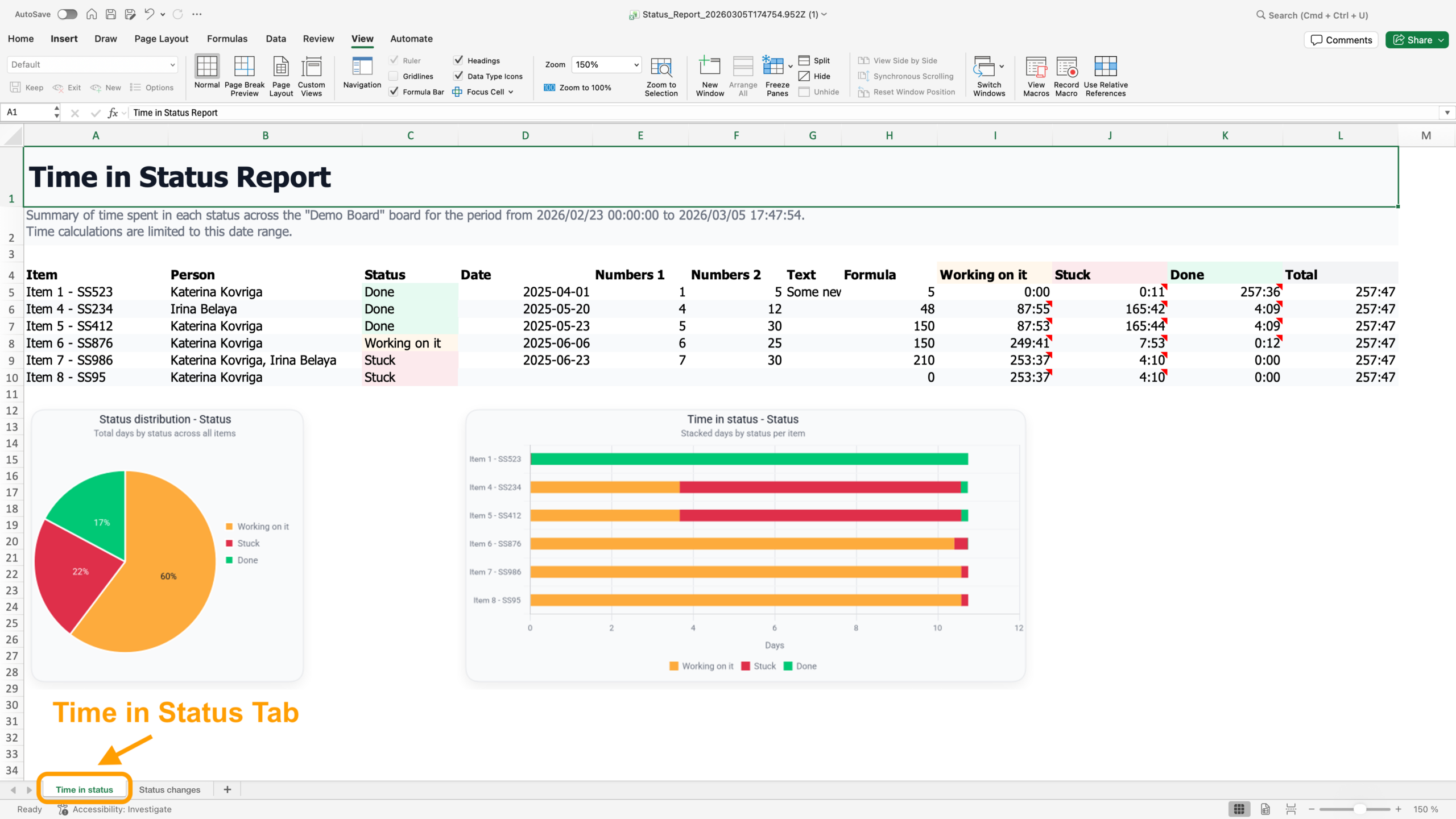 How to Monitor Project Health in monday.com with Custom Reports 21 Time in Status, Status Report, custom report in monday.com