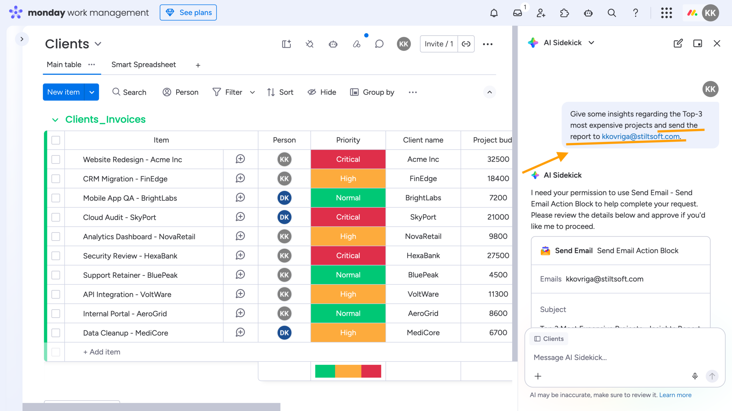 Two-Minute How-to: Generating and Emailing monday.com Reports with AI Sidekick 9 How to enter a prompt, generate the results, and send the report to your recipients via AI Sidekick in monday.com
