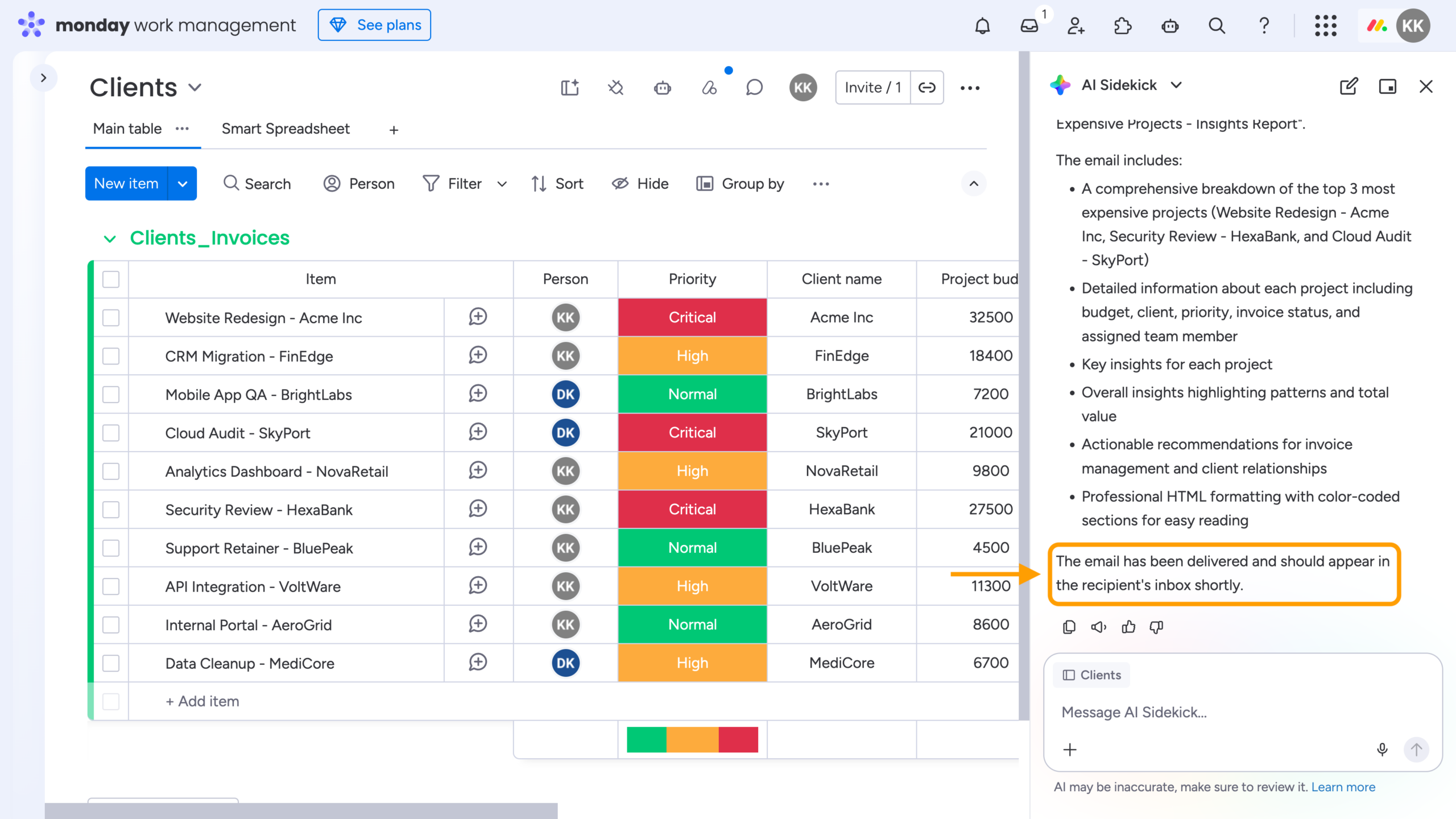 Two-Minute How-to: Generating and Emailing monday.com Reports with AI Sidekick 10 Send emails via AI Sidekick in monday.com