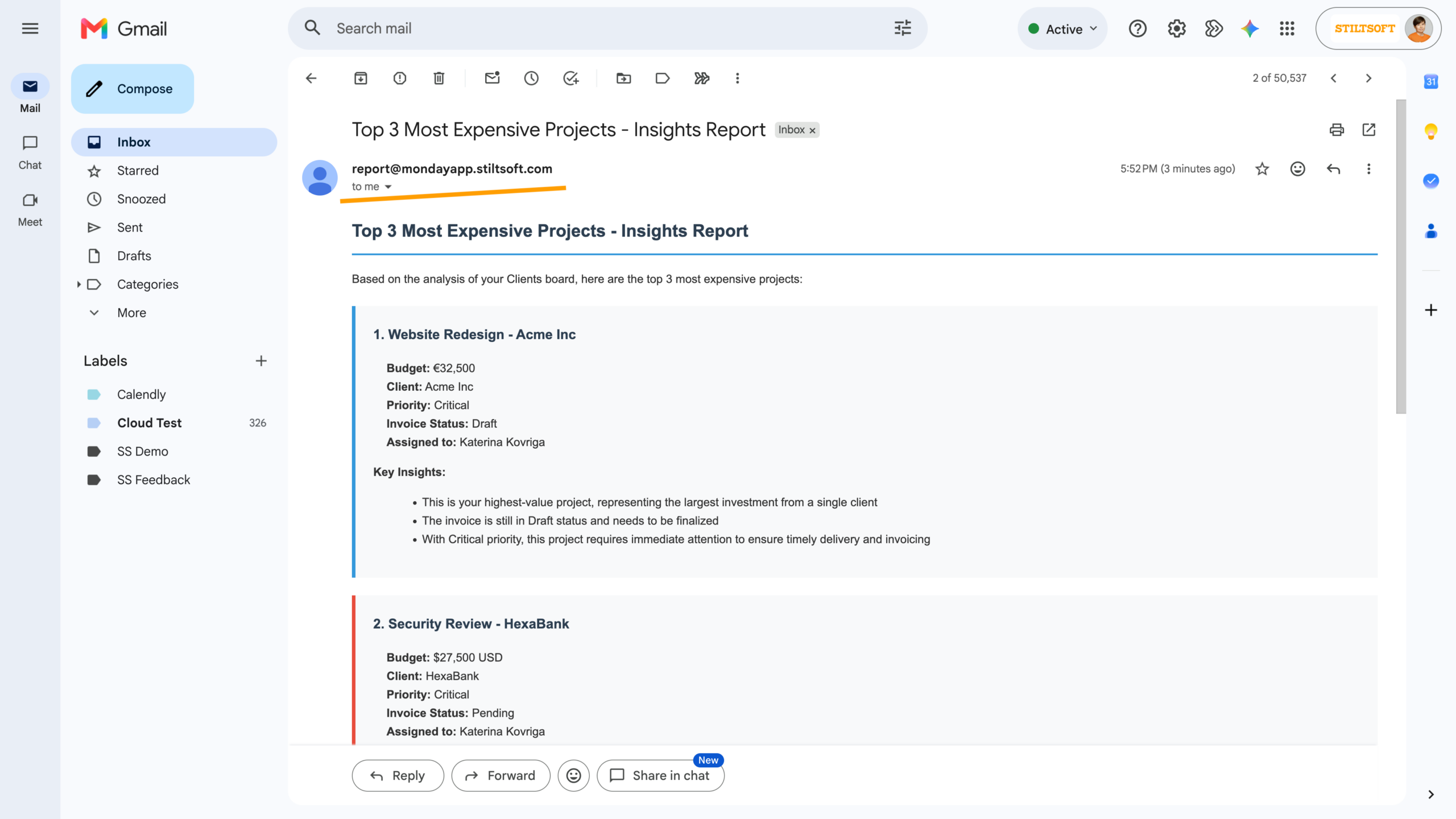 Two-Minute How-to: Generating and Emailing monday.com Reports with AI Sidekick 11 The report sent by email via the AI Sidekick in monday.com