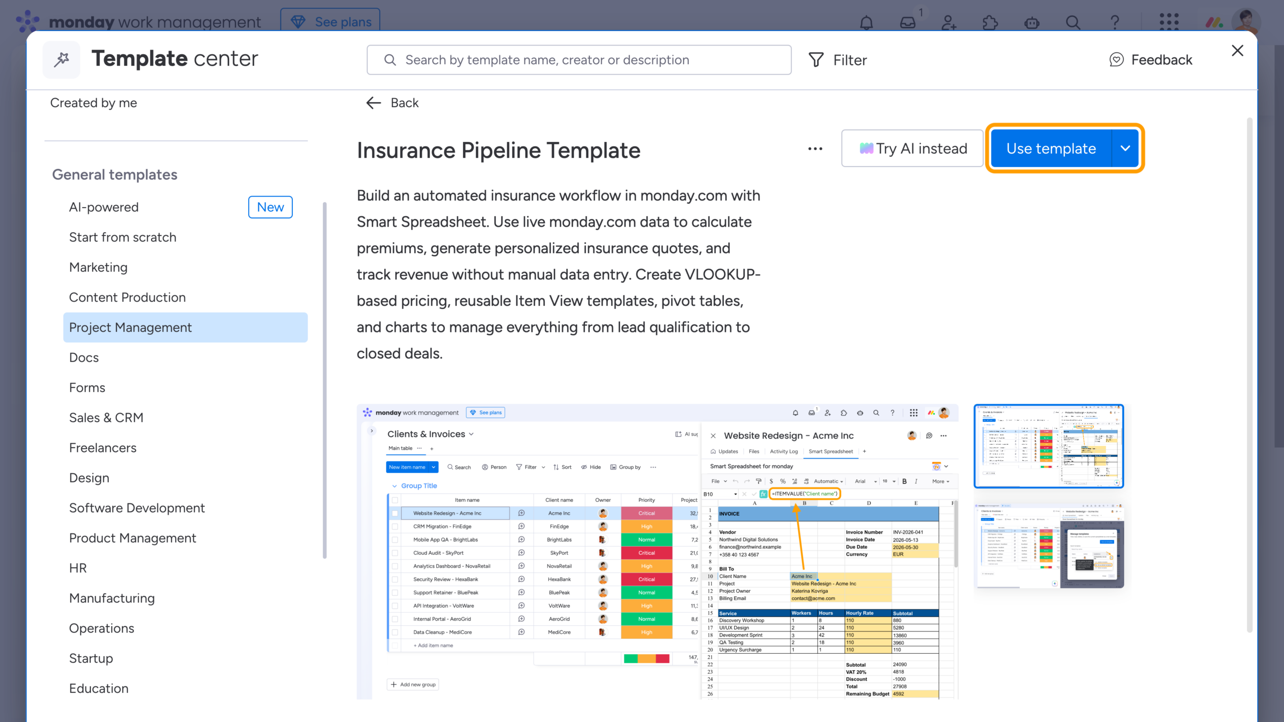 Two-Minute How-to: Managing Insurance Workflows in monday.com 9 Insurance Pipeline Template by Smart Spreadsheet for monday.com