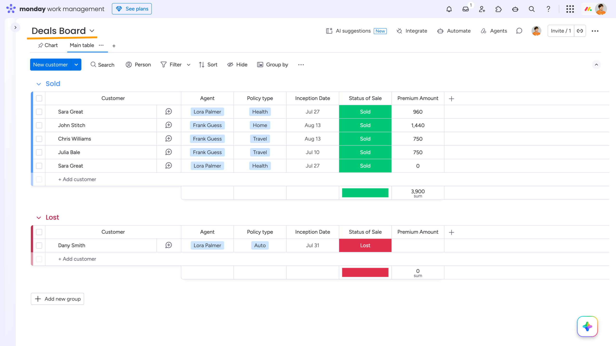 Two-Minute How-to: Managing Insurance Workflows in monday.com 13 Deals Board for Insurance Workflow in monday.com