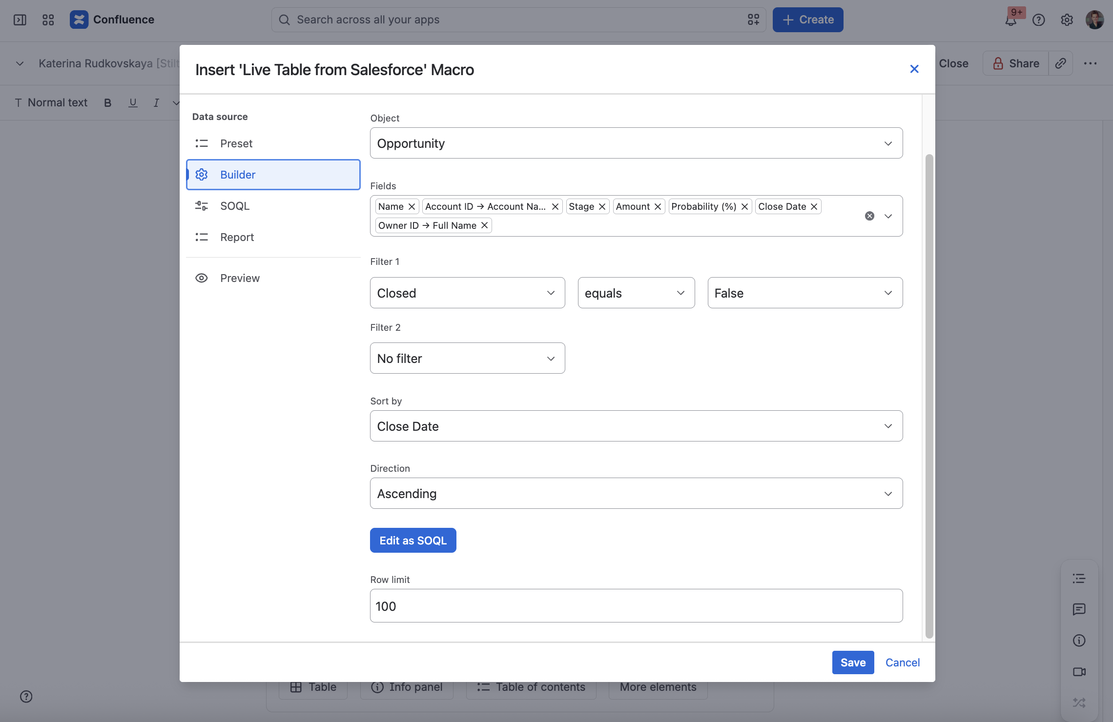 How to connect Salesforce to Confluence Cloud: comparing popular marketplace apps 7 Live Table from Salesforce - Connect Salesforce with Confluence