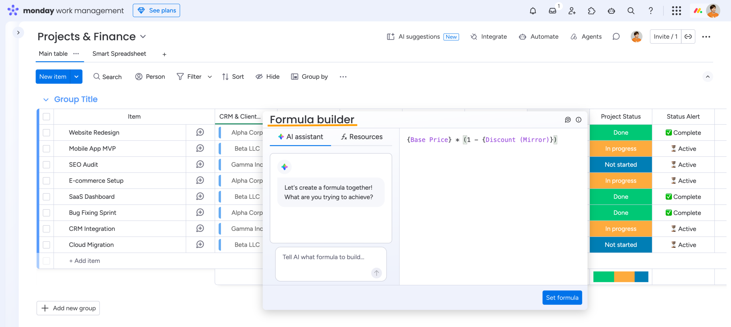 How to Use Formulas in monday.com: Native Limits & Workarounds 13 monday.com native formula builder