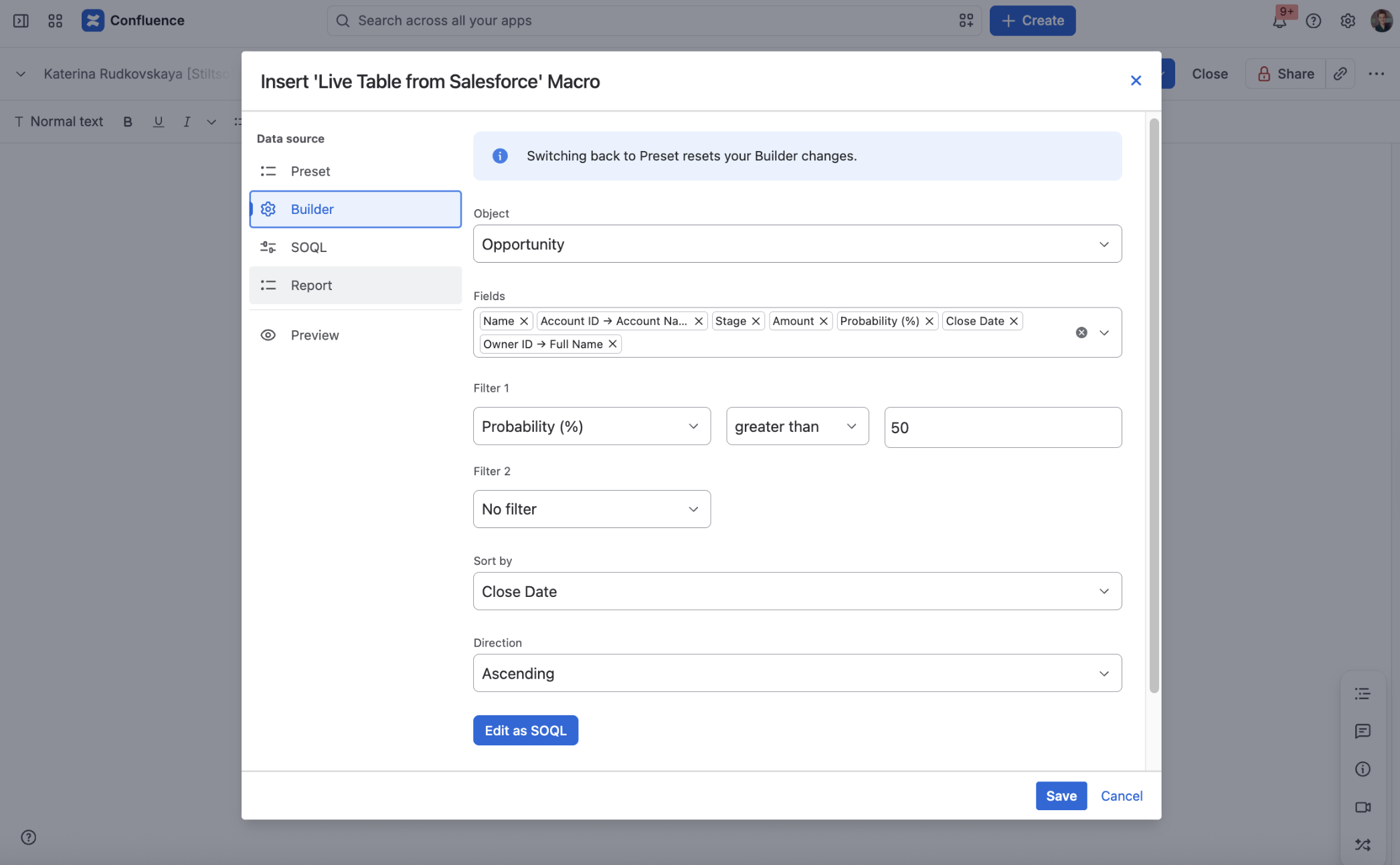 How to turn Salesforce data into a live Confluence dashboard 7 Live Table from Salesforce configuration