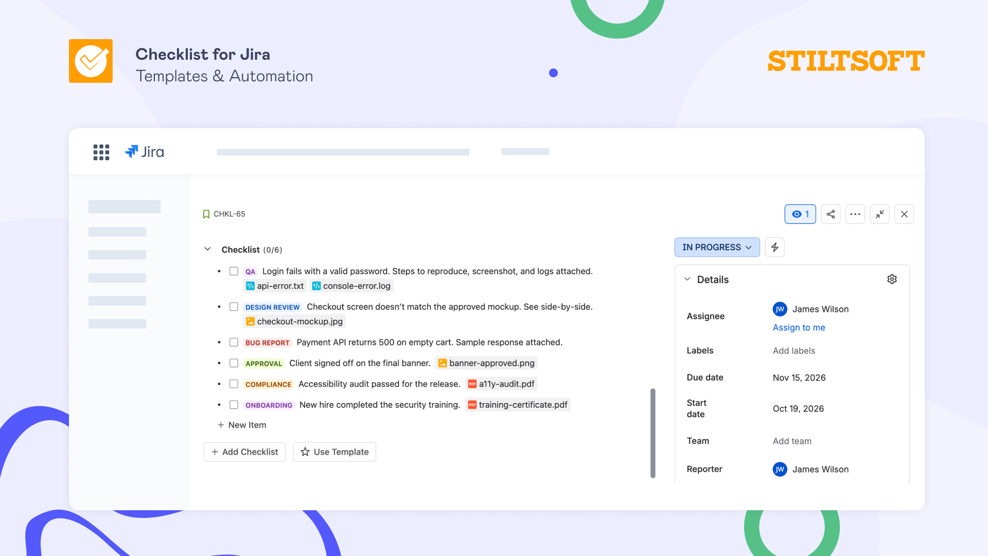 How to Add Images and Files to a Jira Checklist 5 Checklists for Jira (Templates & Automation) lets you attach screenshots, images, pictures, logs, PDFs, mockups, and reference documents to any Jira checklist. item