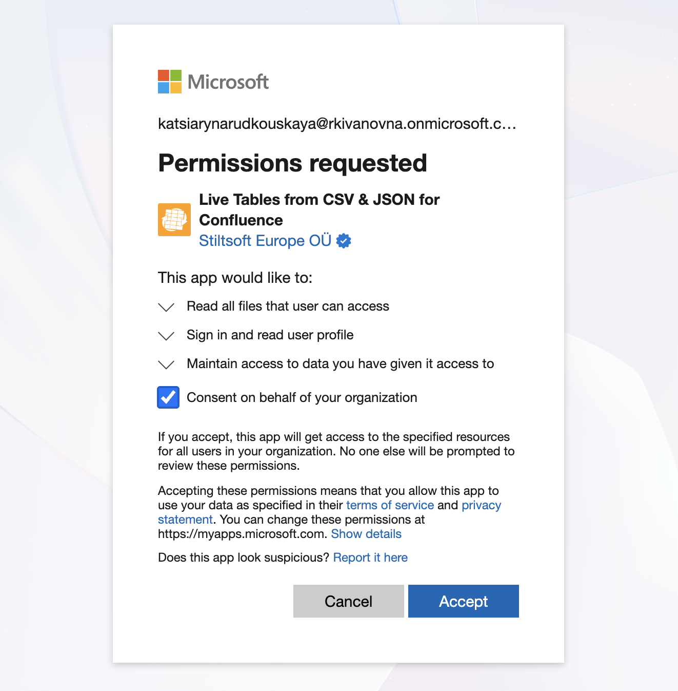 Building dynamic Confluence reports from SharePoint and OneDrive data 11 Live Table authentication